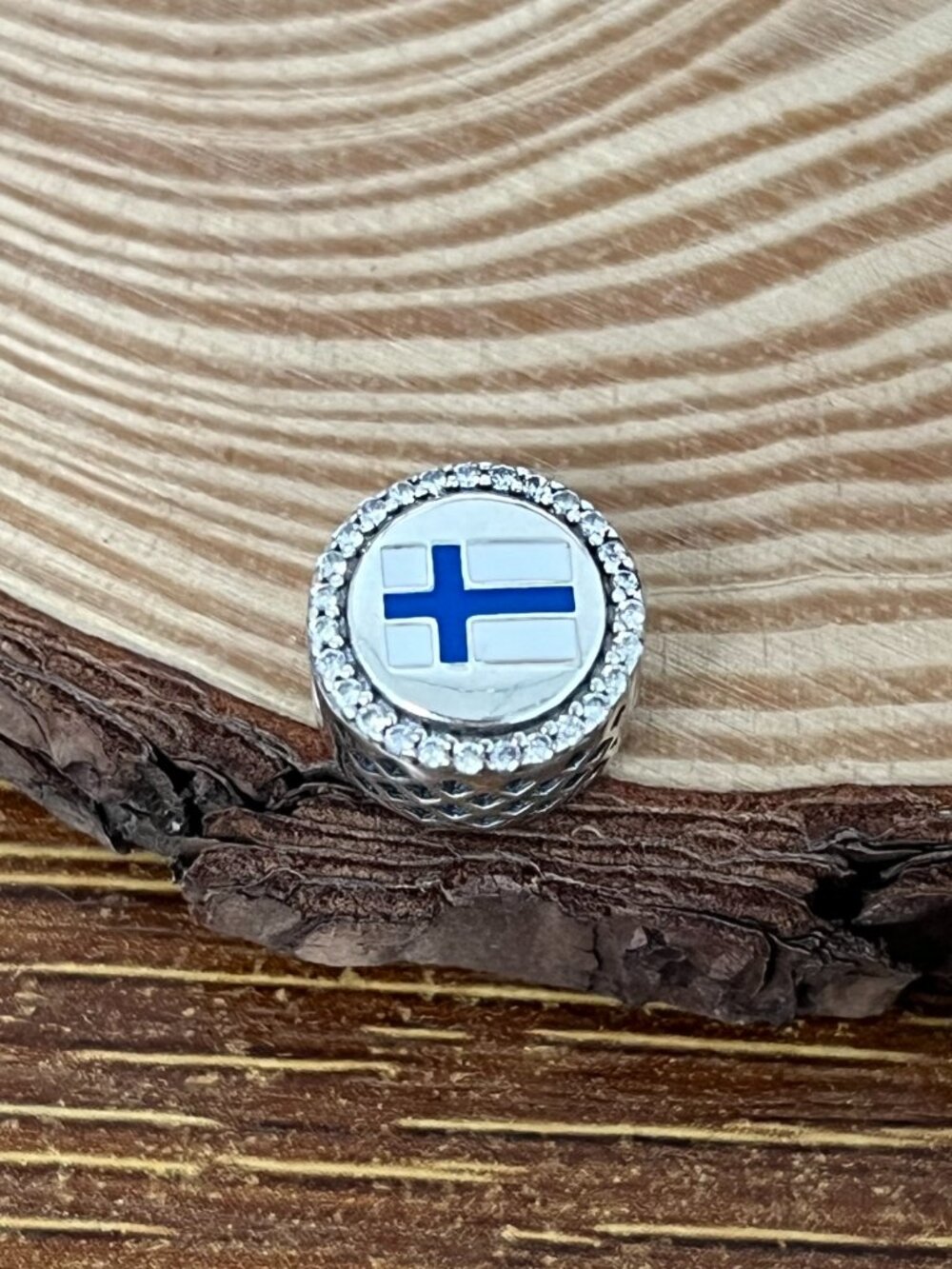 Pandora Finland Flag Bead Charm S925 Silver Charm
